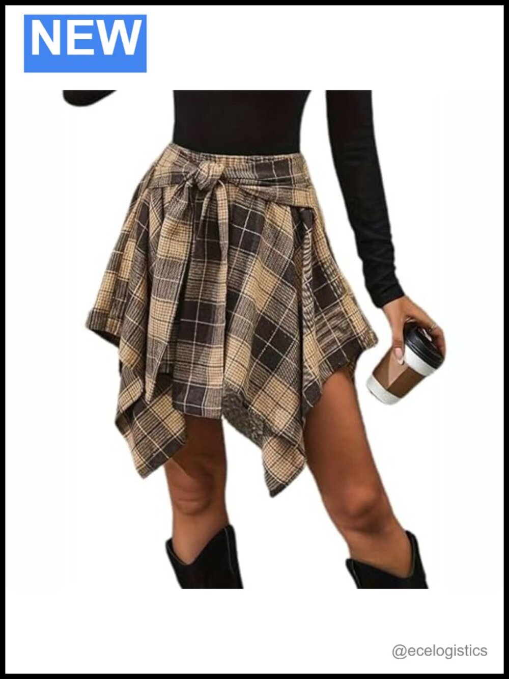 Women's High Waisted Plaid Mini Skirt 90s Y2K Asymmetrical A-Line